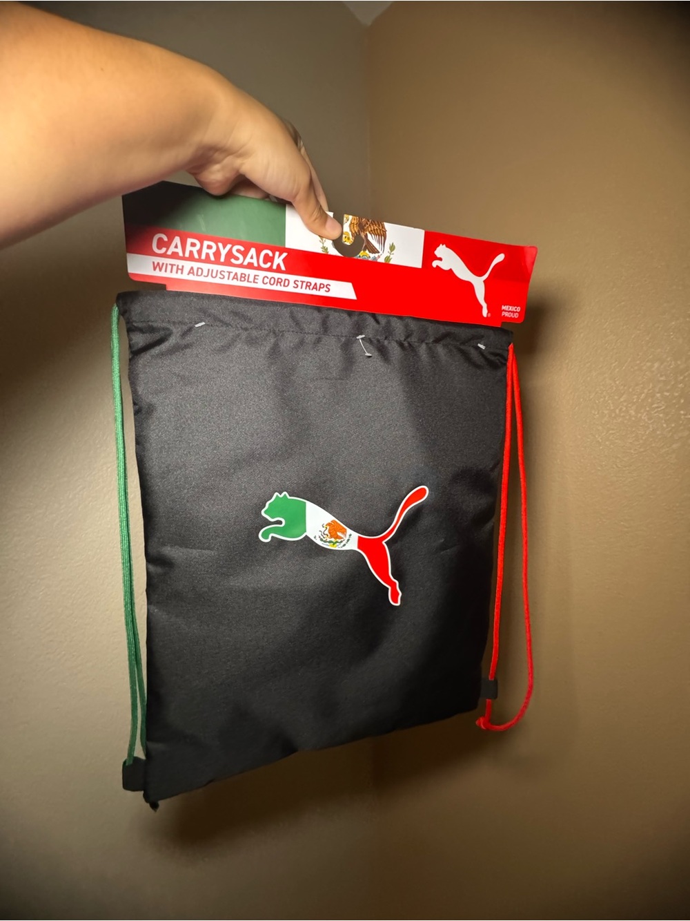 Puma Mexico Black Carry Sack with Red and Green Straps Futbol Soccer